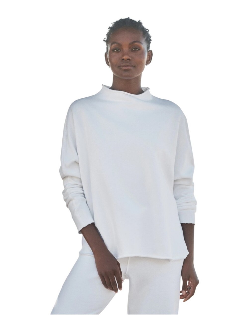 Frank & Eileen Effie Long-Sleeve Funnel Neck Capelet White Fleece Small $228 NEW
